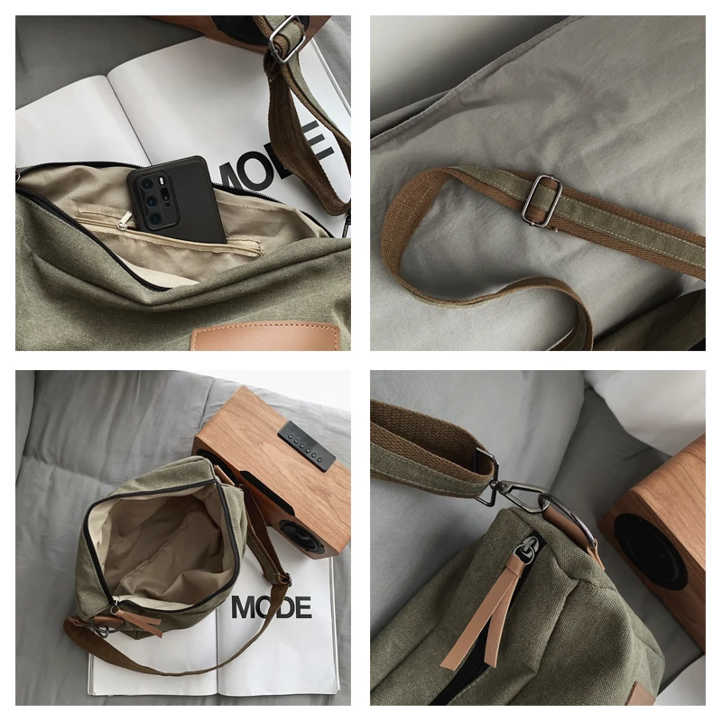 Canvas Bags For Women Trend Handbags Casual Black Shoulder Crossbody Bag Vintage Eco Bag Korean Messenger Bag Y2K Satchel Unisex