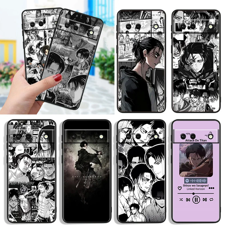 

Attack On Titan Japanese Anime Shockproof Cover for Google Pixel 7 6a 6 Pro 5 4 4A XL 5G Black Phone Case Shell Soft Fundas Capa