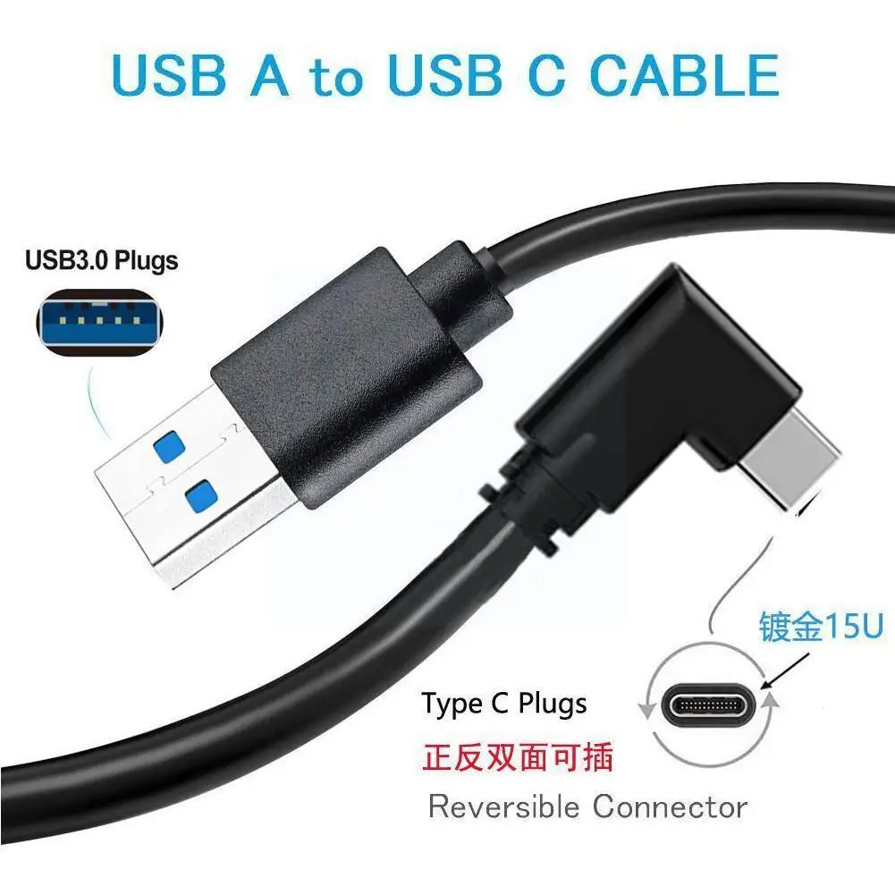 

Usb-c Link Cable For Oculus Quest 2 Usb3.2 Compatability Right Angle Type-c 3.2gen1 Speed Data Transfer Fast Charge X1j2
