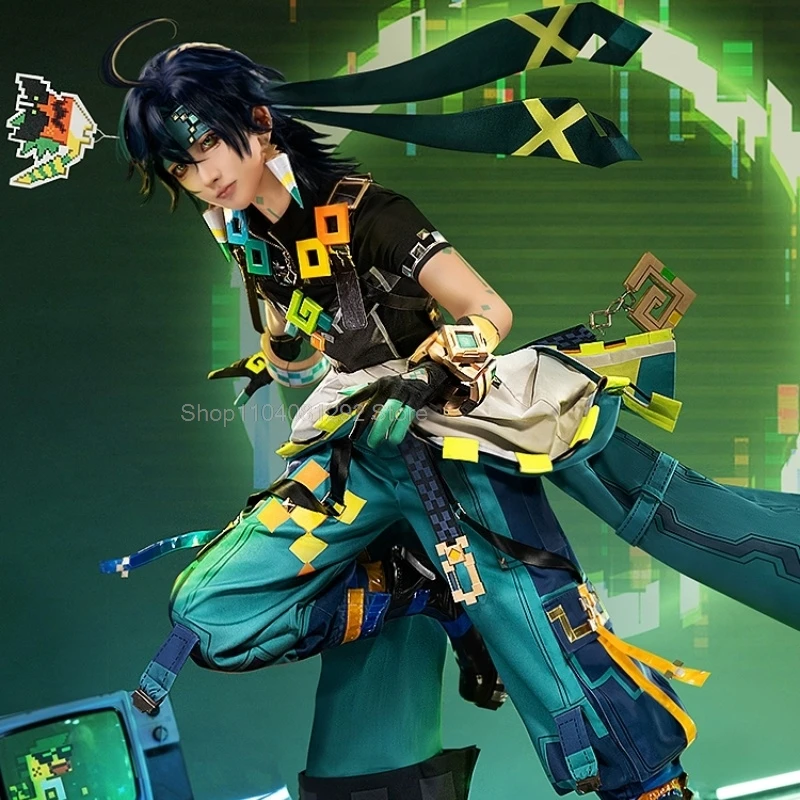 Кинич Косплей Костюм Genshin Impact Парик Обувь для волос Turnfire Hunt Униформа Хэллоуин