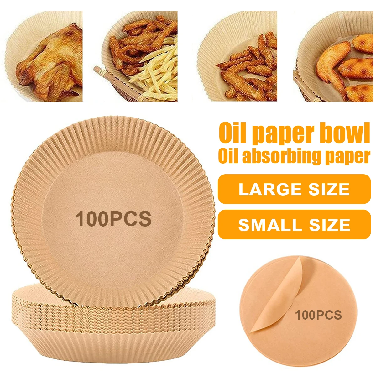 

Air Fryer Paper Liner 6.3inch Non-Stick Parchment Paper with 5.9inch Round Oil Paper Pads Waterproof Heat Resistant