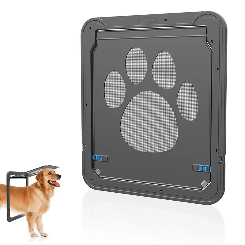 Puerta con solapa para perros y gatos, Kit de puerta de plástico ABS con pantalla magnética bloqueable para exteriores