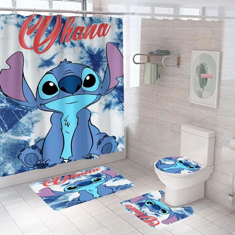 

Disney Bathroom Curtain Set Cartoon Stitch Mildew Resistant Waterproof Polyester Bathroom Shower Curtain Boy Girl Gift