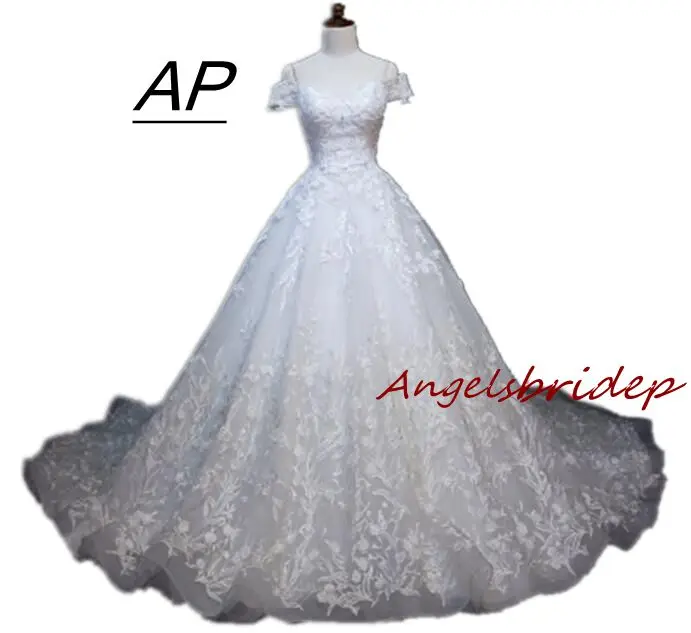 

ANGELSBRIDEP Sparkly Crystals Luxury Wedding Dress Vestidos De Novia Formal Princess Long Court Train Bride Dress Corset Back