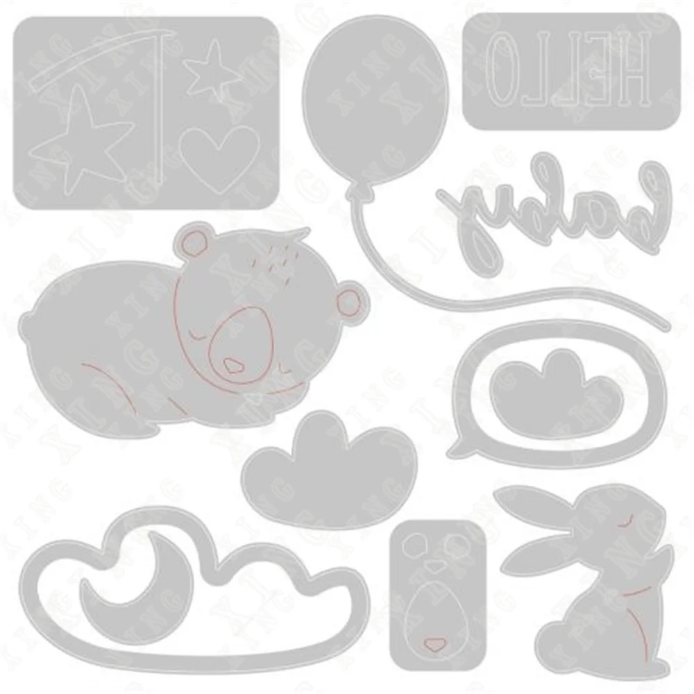 

2022 New Hello Baby Metal Cutting Dies Scrapbook Diary Decoration Stencil Embossing Template Diy Greeting Card Handmade