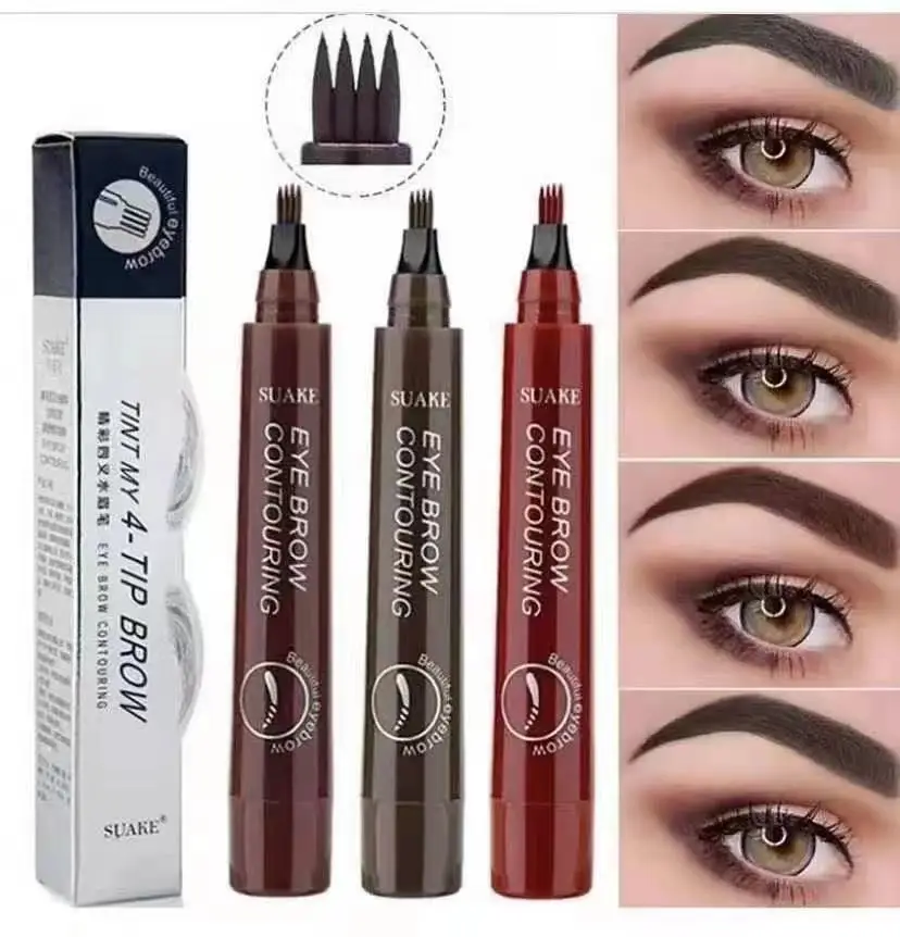 

5 Colors 4 Points Eyebrow Pen Tattoo Liquid Microblading Blade Fork Tip Brow Pencil Waterproof Long Lasting Brow Makeup Tool