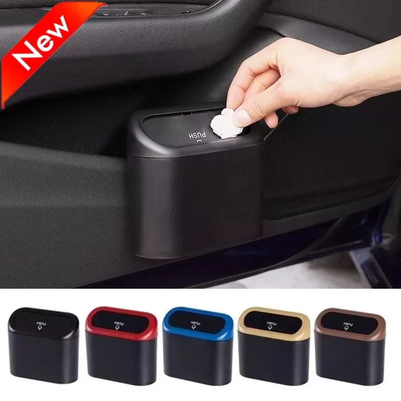 

Hanging Mini Car Trash Can,Wastebasket Trash Can with Lid, for Car Office Home,Auto Storage Bin Accessories