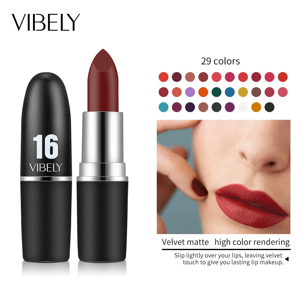 Matte Lipstick Long Lasting Waterproof Blue Brown Lip Stick Stix 29 Colors Professional Make-up For Women Sexy Beauty Comstices