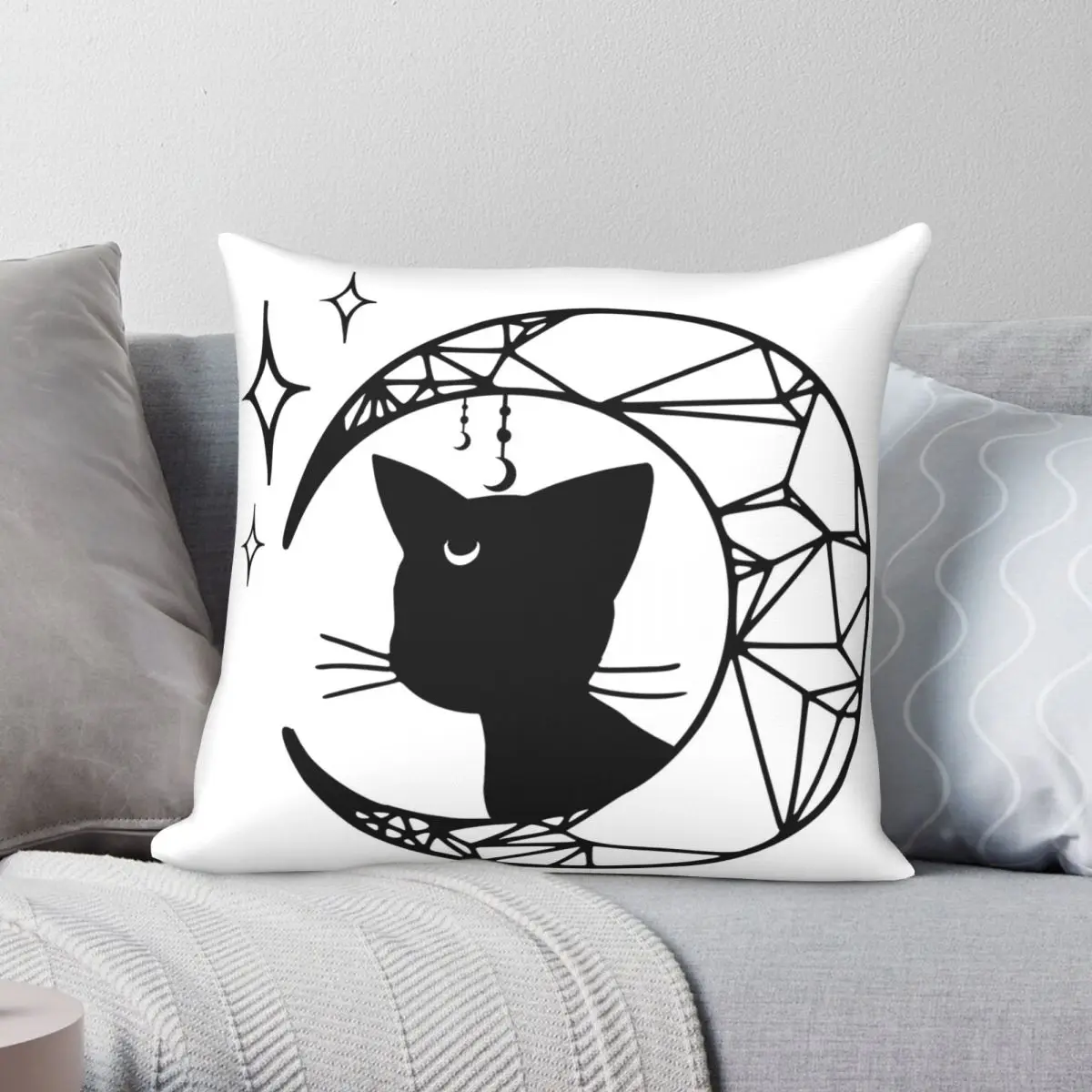 

Квадратная подушка Luna Sailormoon Cat Mystic Moon, чехол из полиэстера, льна, бархата, с принтом, на молнии, декоративная подушка, Чехол 45x45