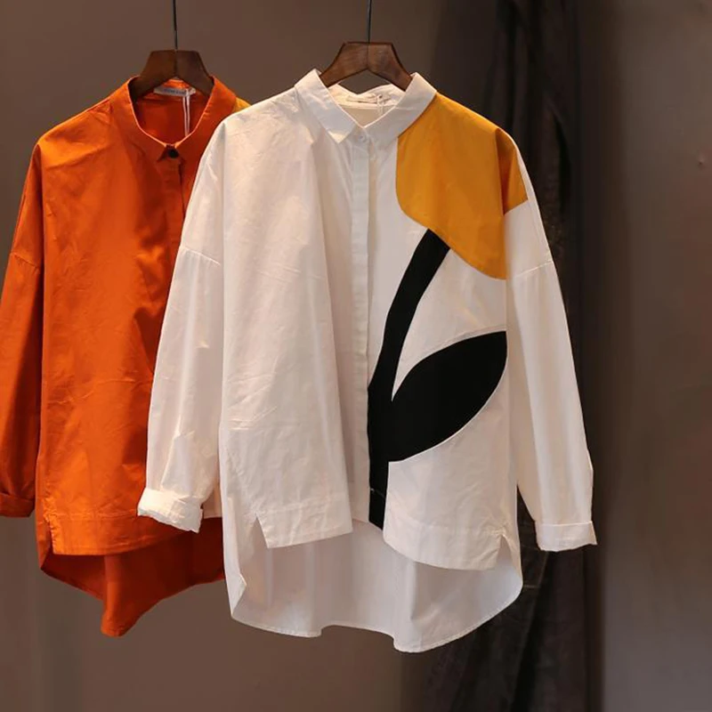 

Женская рубашка с цветочным принтом KBAT 2022, свободные женские блузки, корейские винтажные Блузы с принтом, Женские Элегантные Белые Рубашки, ...