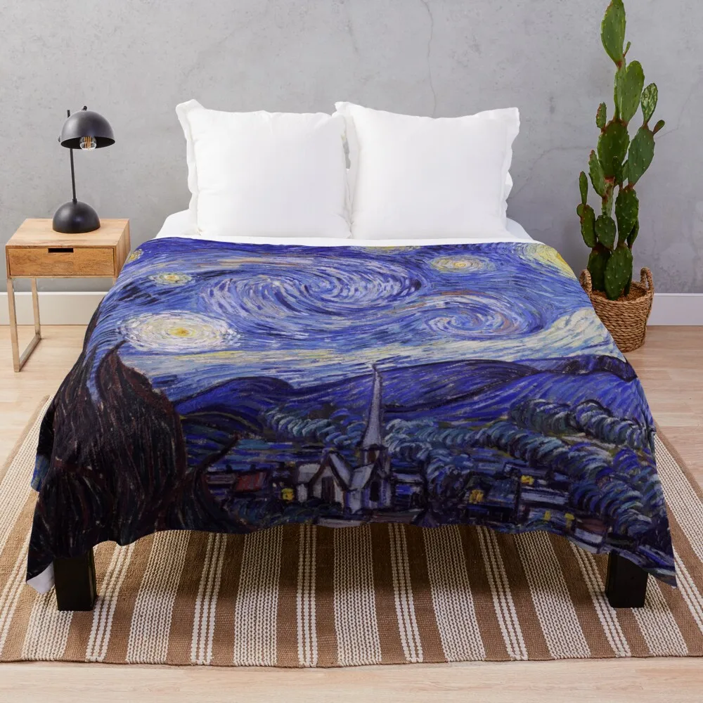 

Vincent Van Gogh Starry Night Throw Blanket blanket with well thick king wool