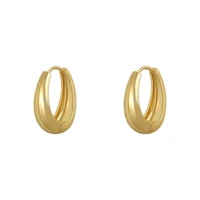 2022 new classic copper alloy smooth metal hoop earrings for woman fashion korean jewelry temperament girls daily wear earrings