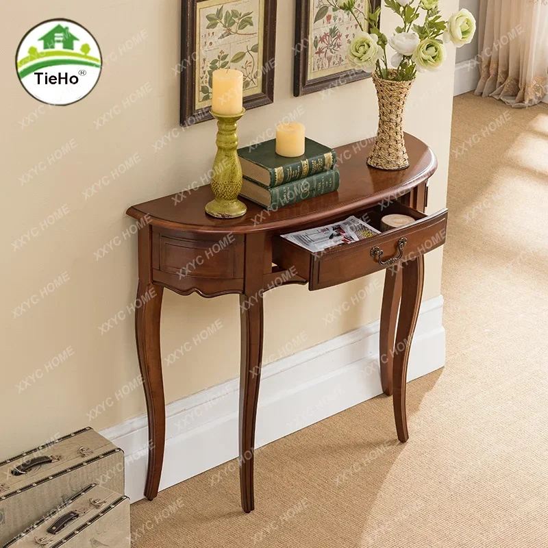 Американский резиновый твердый деревянный консольный стол с выдвижным ящиком