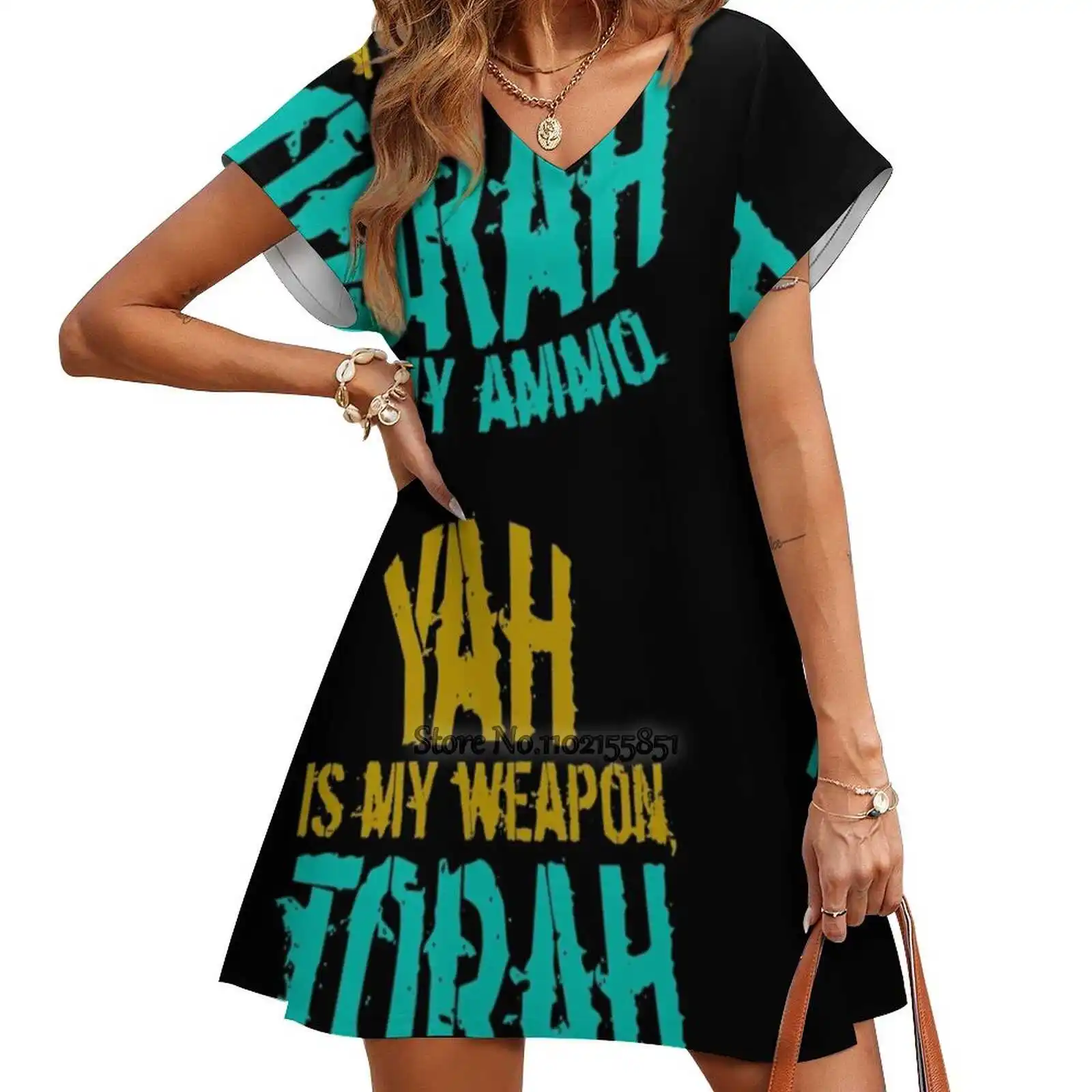 Hebrew Israelite Yah Is My Weapon Torah Ammo 28 Judah Back Lacing Backless Dress Square Neck New Plus Size Elegant