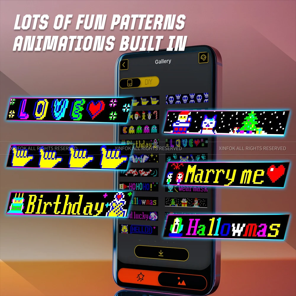 Прокручивающийся флэш-знак для автомобиля гибкий RGB приложение Bluetooth анимация