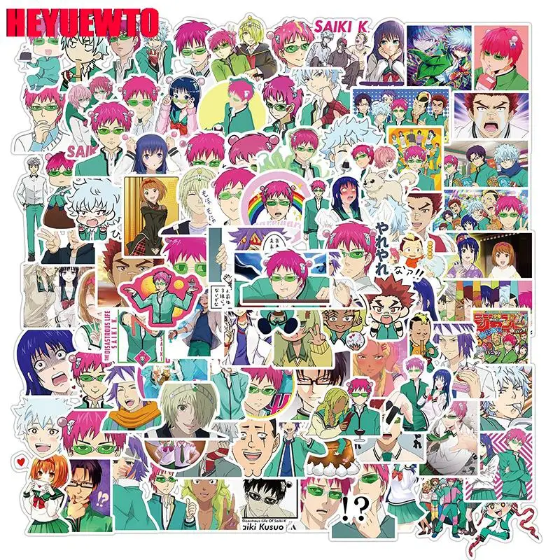 10/50/100Pcs Anime The Disastrous Life of Saiki K Stickers Saiki Kusuo Sticker For Laptop Skateboard Motorcycle Kids DIY Decals