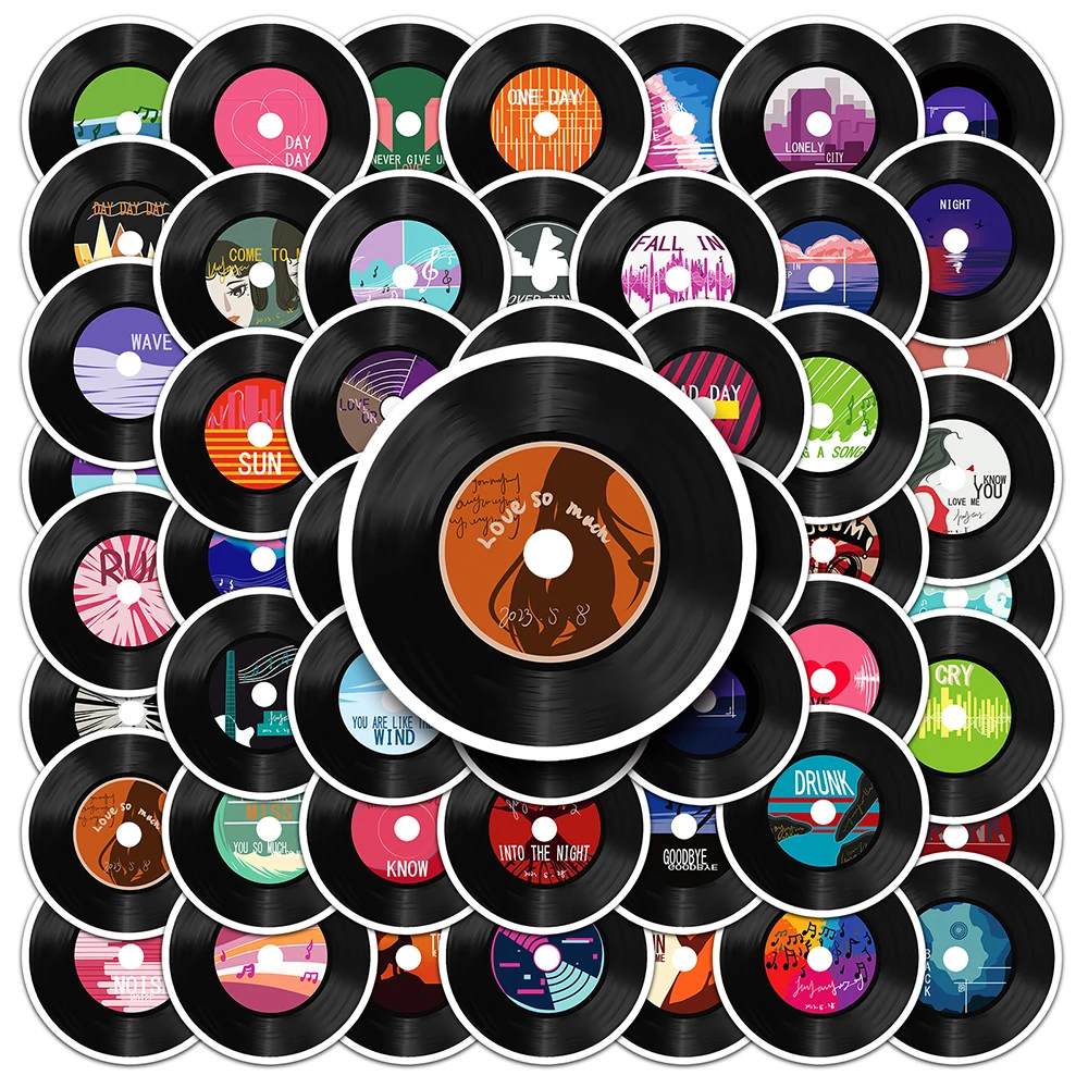 10/30/50PCS Vintage Vinyl Records Stickers Classic Fashion Decoration Toys DIY Suitcase Laptop Notebook Phone Waterproof Decals
