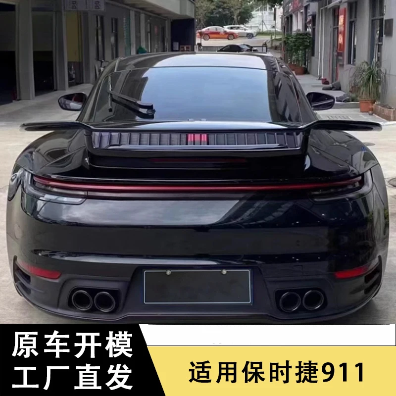 Фото Подходит для модели Porsche 911 992 SD, карбоновый задний спойлер с основанием, модифицированный автомобильный спойлер. №2