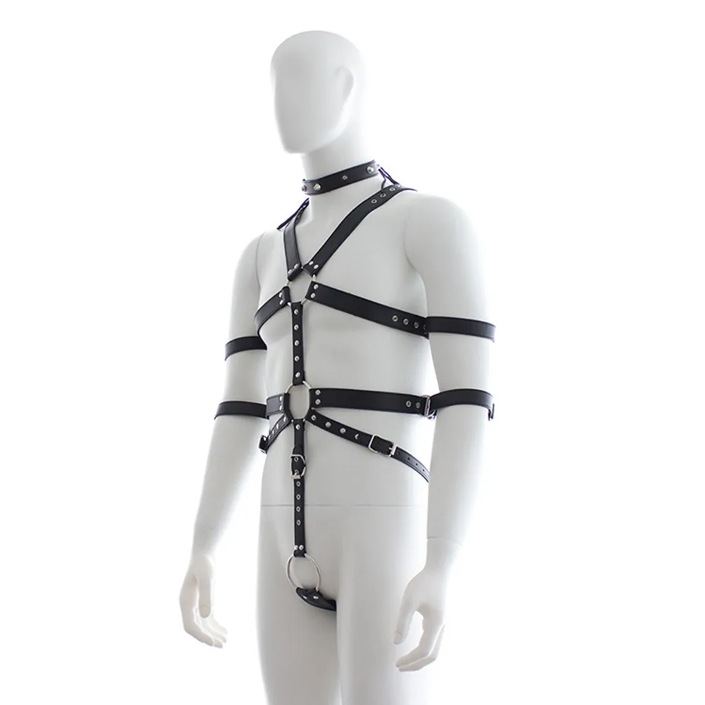 Gay Rave Harness Man Pu Leather Bdsm Bondage Strap Chest Restraint Kit Секс-белье Регулируемый косплей