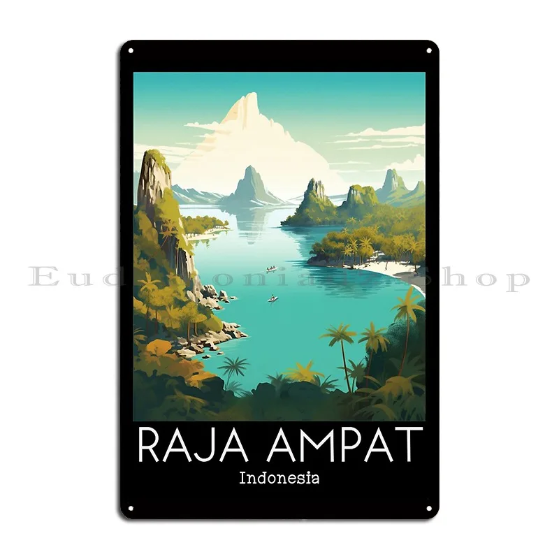 Винтажные дорожные иллюстрации Раджа ампат индонезийские металлические знаки