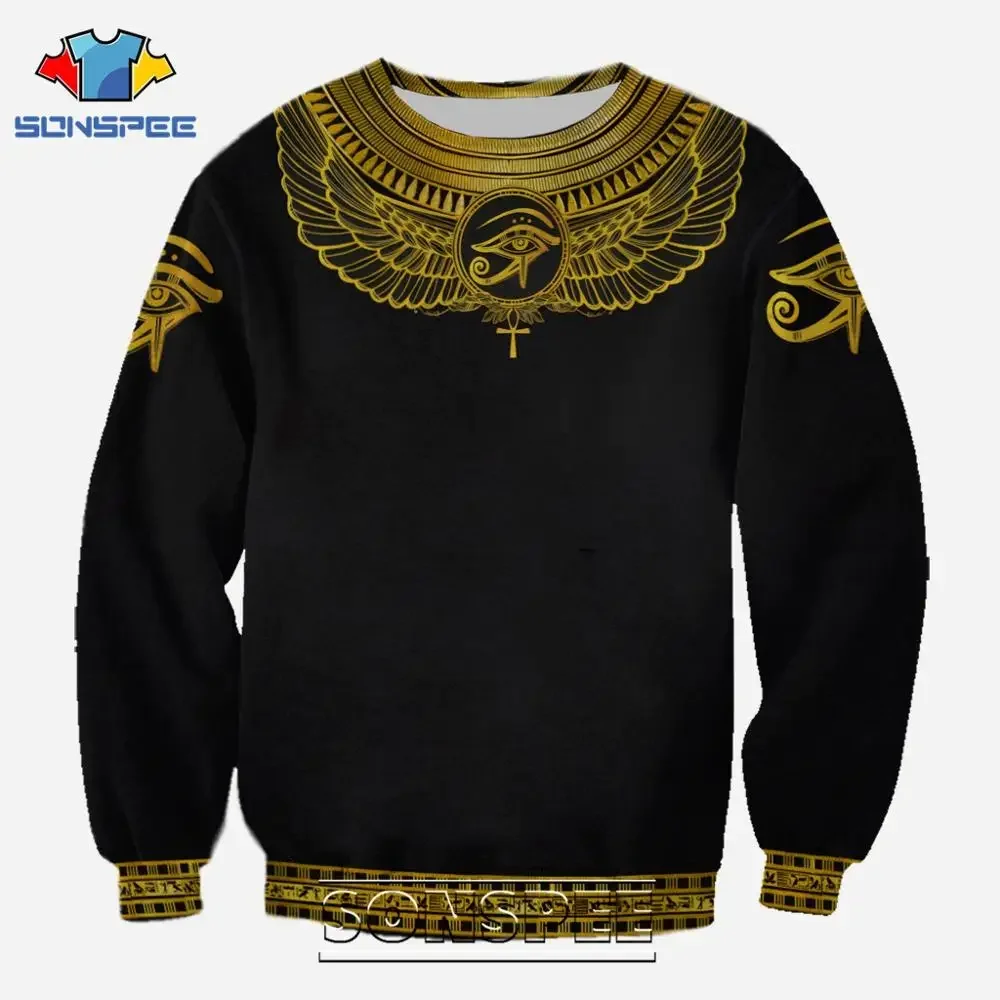 Весна/осень SONSPEE Древний Египетский Бог Гора Верхняя толстовка с 3D принтом