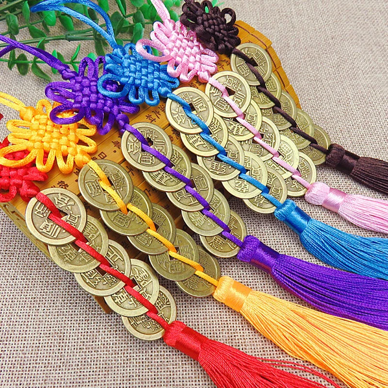 

Red Chinese Knot Wealth Success Copper Coins Lucky Charm Home Car Decoration Pendant