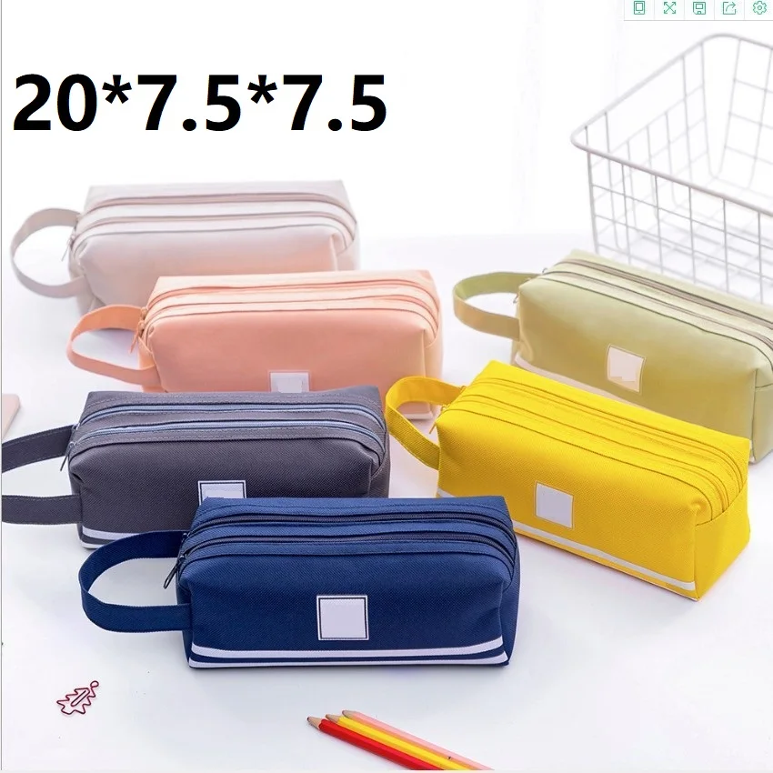 

20*7.5*7.5 Portable canvas pencil case School supplies storage bag Double layer pencil bag student pen bag cute pen case kid