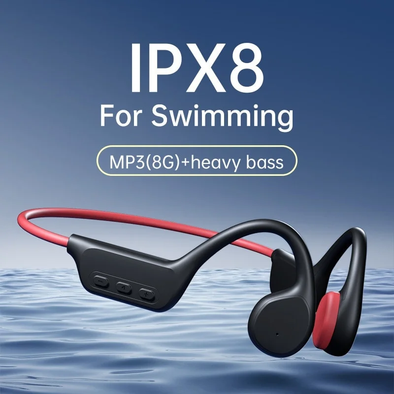 

Беспроводные Bluetooth-наушники TWS IPX8 с костной проводимостью, водонепроницаемые наушники с микрофоном, гарнитура для спорта, плавания, для смар...