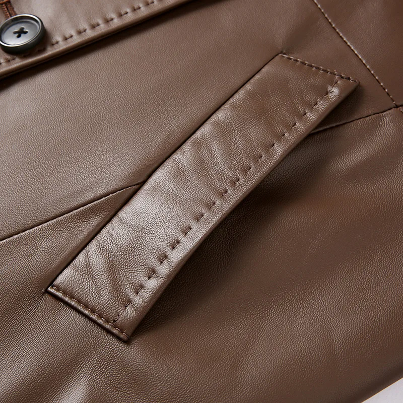 Lady Luxury Genuine Sheepskin Leather Coats 2023 Autumn Winter Trench Coats Women Leather Windbreaker Vintage Outerwear FG5067