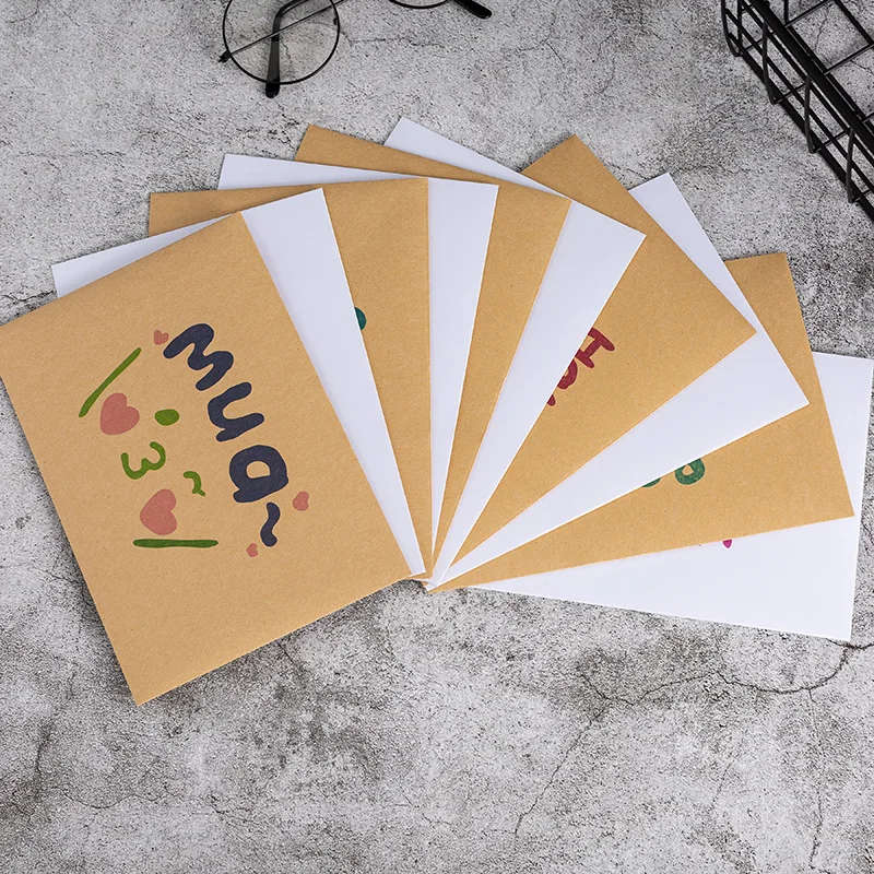 

10pcs Printed Alphabet Envelope Lover Love Festival Greeting Card Minimalistic Letter Paper Kawaii Stationery Confess Gift Kraft