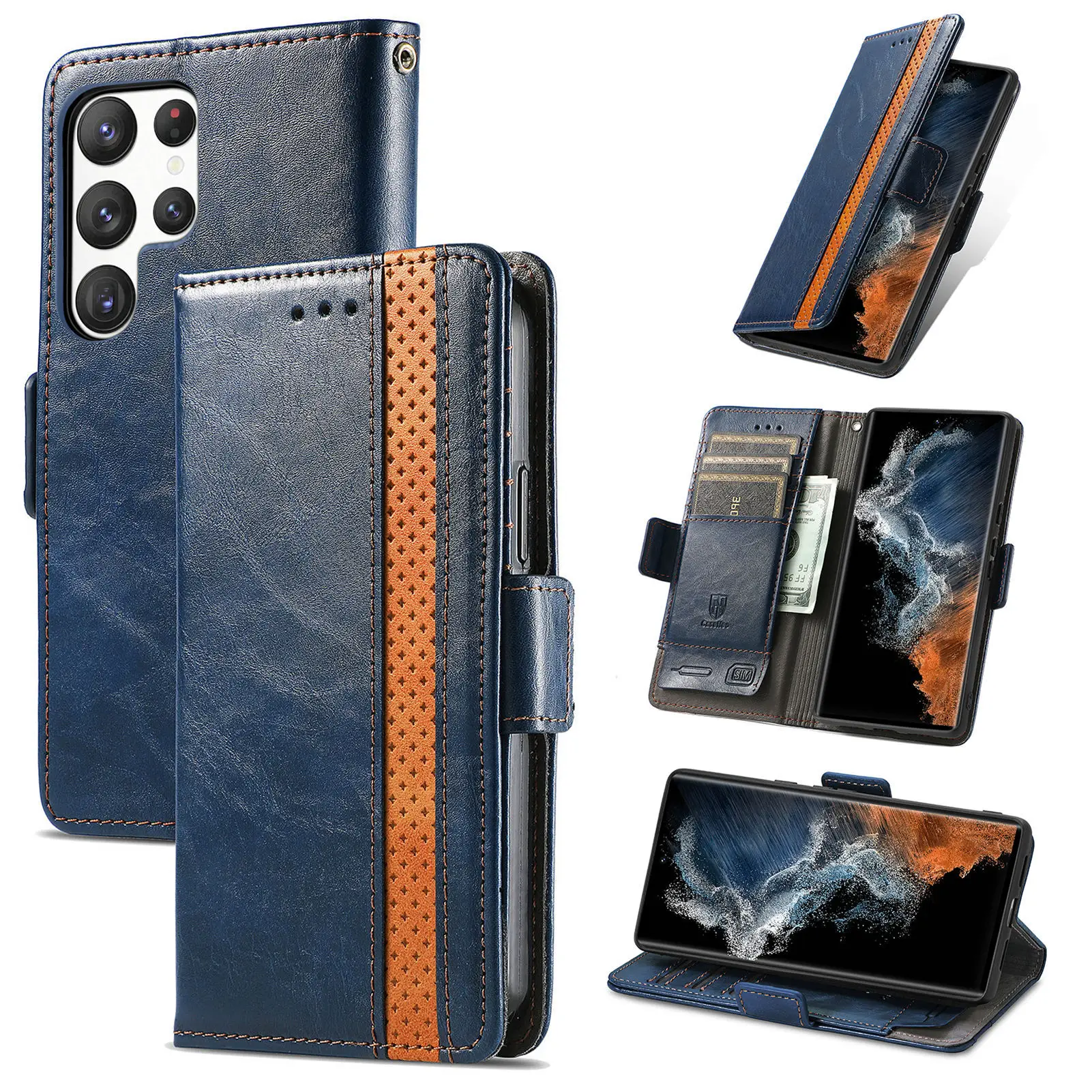 Фото Чехол с защитой от RFID для Xiaomi Mi15 Ultra, Mi14T, Mi14, Mi13T, Mi11T, роскошный кожаный чехол-кошелек с беспроводной зарядкой и 3 слотами для карт №5