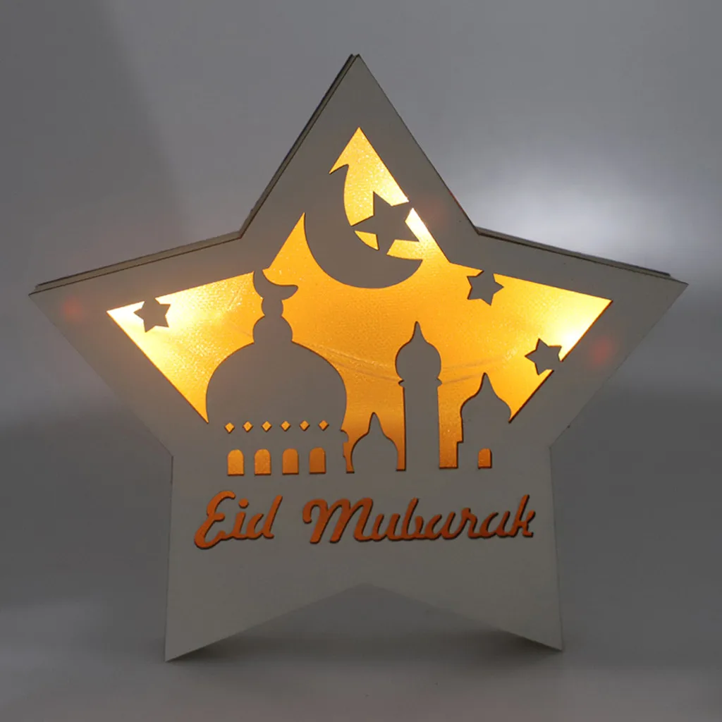 

Wooden Ramadan Eid Decorations for Home Moon LED Candles Light