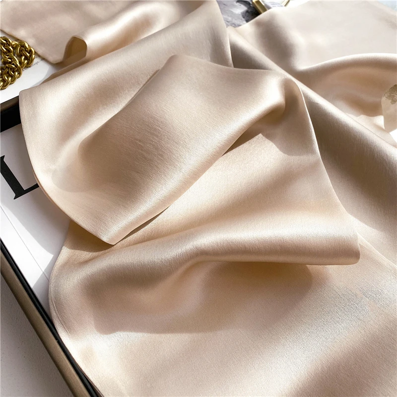 Роскошный брендовый однотонный 100% Шелковый Искусственный шарф повязка для волос