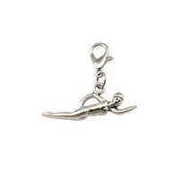 100pcs tibetan silver alloy swimmer sporter floating lobster clasps charm for jewelry making 29 5x26mm a415a