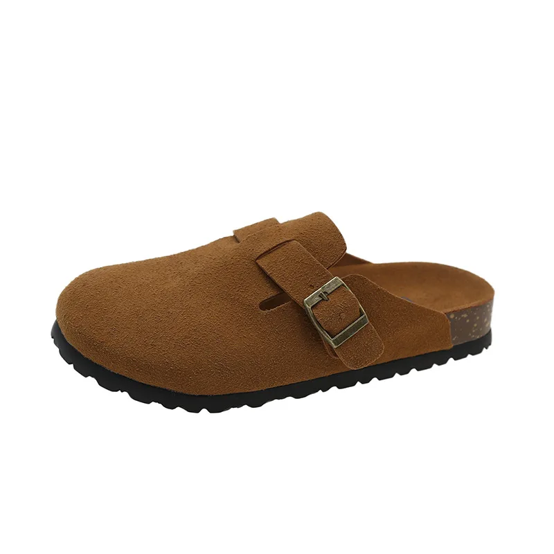 Slippers Women's 2023 Spring Korean Style Retro Big Head Solid Color Simple All-Match Cork Sole Shoes