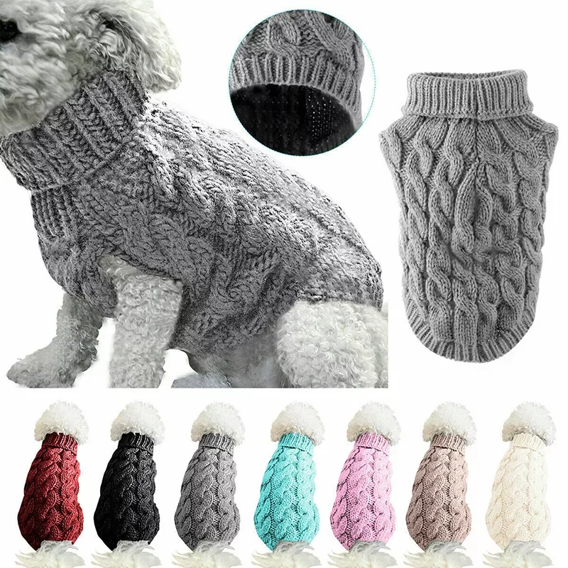 

New Winter Dog Clothes Jumper Knitwear Pet Clothes Puppy Cat High Collar Sweater Coats Dog Sweaters Clothes Accessories TXTB1