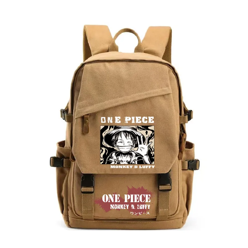 Bandai Anime One Piece Backpack Luffy Straw Hat Pirates Canvas Large Capacity Backpack School Bag Cosplay Bookbag