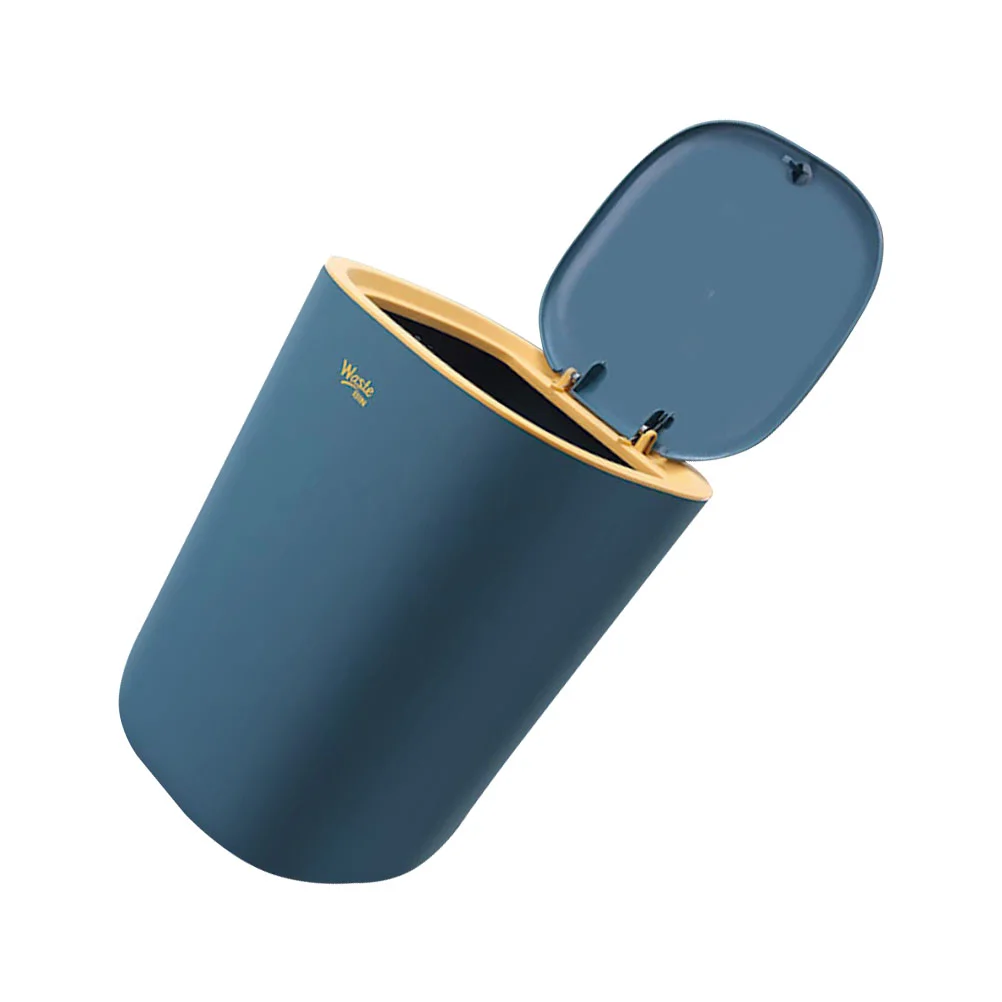 

Plastic Container Flip Trash Can Wastepaper Desk Kitchen Dust Bin Bedroom Garbage Pp Office