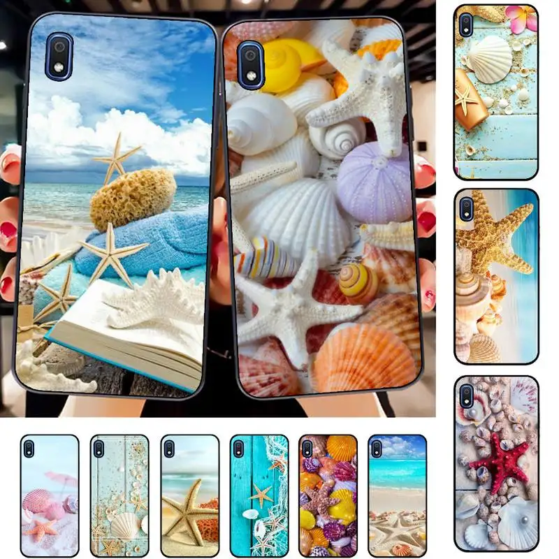 

Blue Wood Seashells Sea Star Phone Case for Samsung A51 01 50 71 21S 70 31 40 30 10 20 S E 11 91 A7 A8 2018