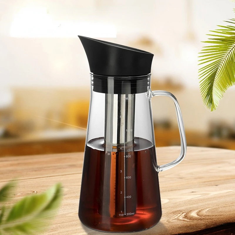 

1200/1500 кофеварка для холодного приготовления, чайник большой емкости, стеклянная кофеварка для молока, сока с фильтром, кофеварка для горяче...