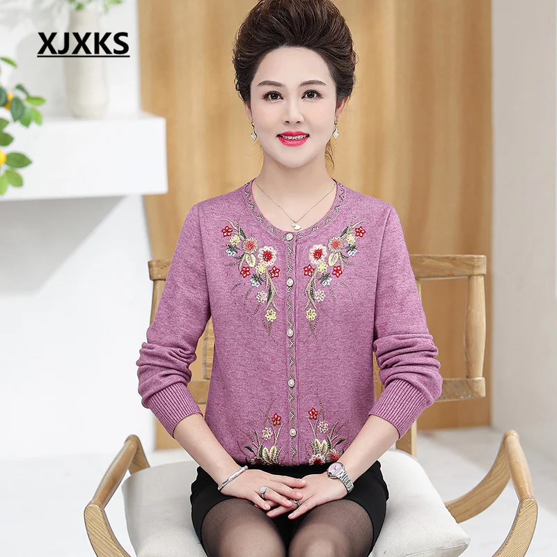 

XJXKS, Осень-зима 2022, женский кардиган, шерстяной вязаный однобортный свитер, пальто, женская куртка