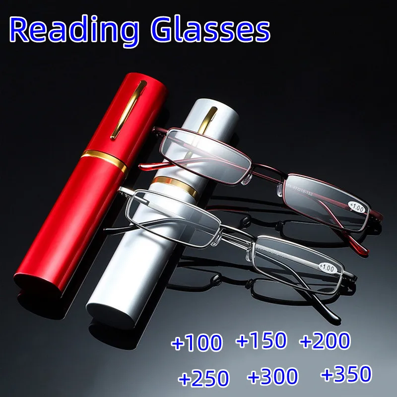 

2023 Unisex Mini Reading Glasses Men Women Ultra-light Portable Anti-fatigue Presbyopia Eyeglass With Case Diopter Eyewear