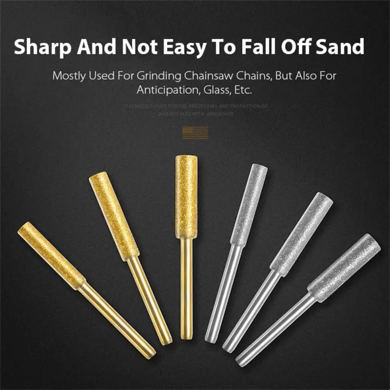 

8PCS Diamond Coated Cylindrical Burr 4/4.8/5.5mm Chainsaw Sharpener Stone File Chain Saw Sharpening Carving Grinding Tools