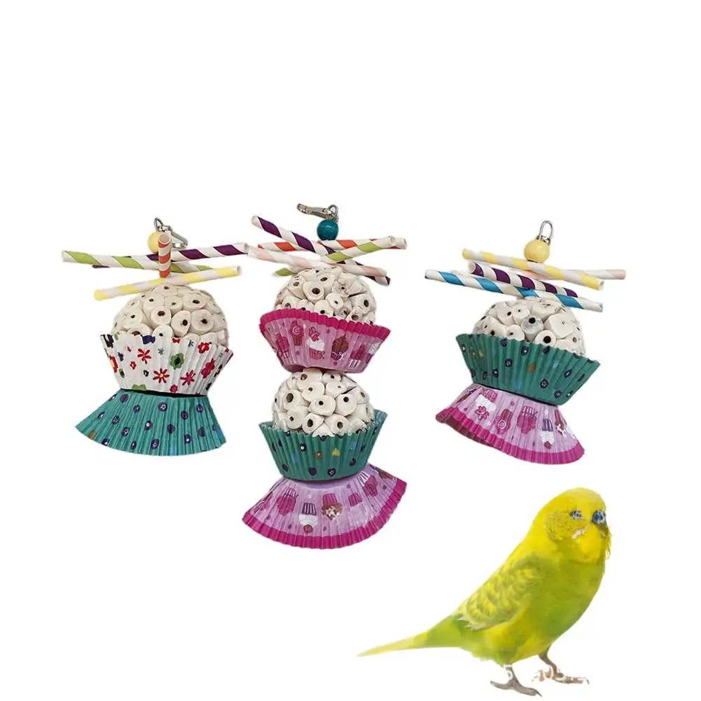

NEW Parrot Natural Sola Balls Chewing Toys Single Balls/double Balls Cake Holder Soft Shred Foraging Toys
