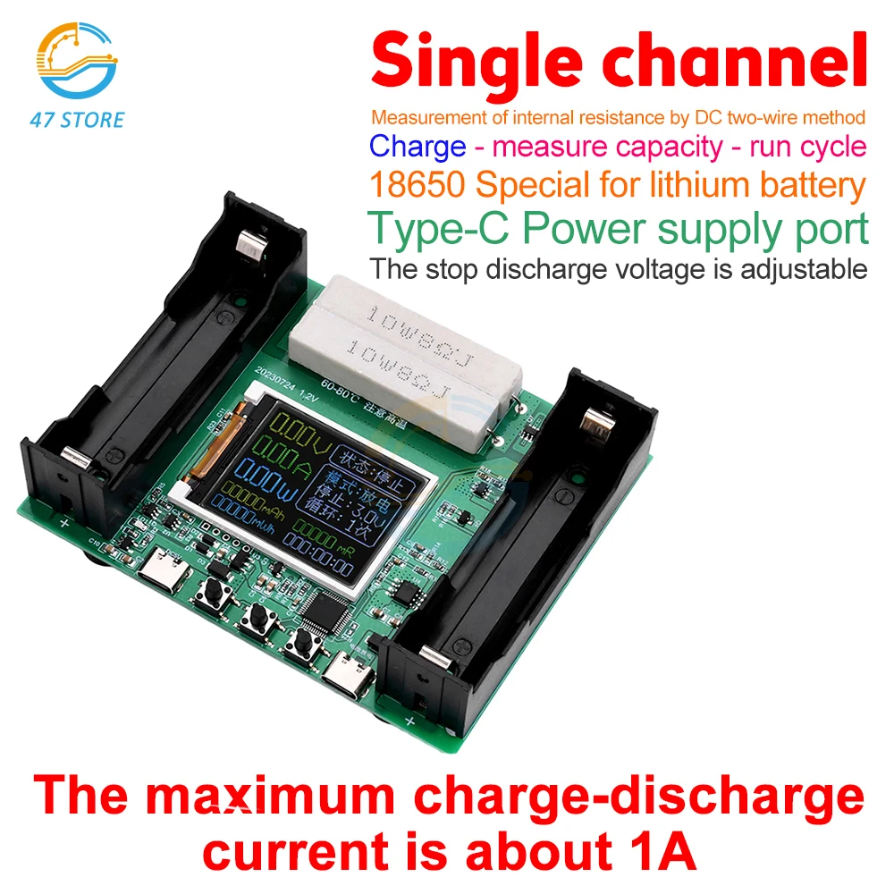 

18650 Battery Capacity LCD Tester Module MAh MWh Type-C Port Digital Display Lithium Batteries Measurement Power Detector Tester