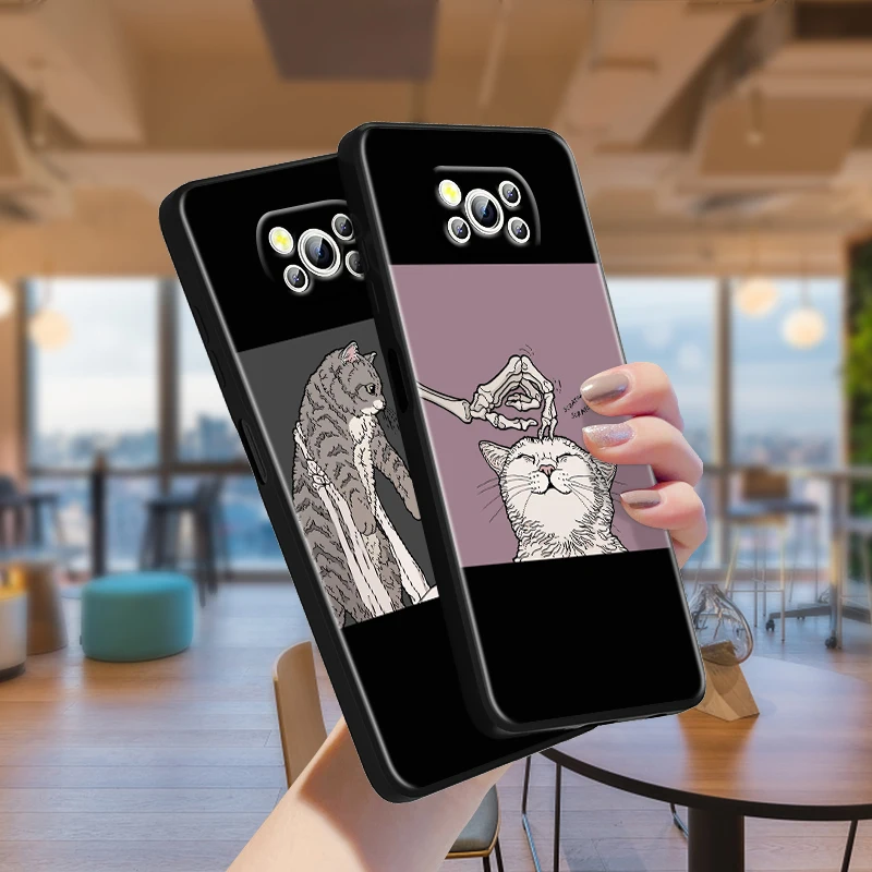 

Funny Cute Skeleton For Xiaomi Poco M4 X3 F3 GT NFC M3 C3 M2 F2 F1 X2 Pro Mi Mix3 Black Phone Case Fundas Coque Capa