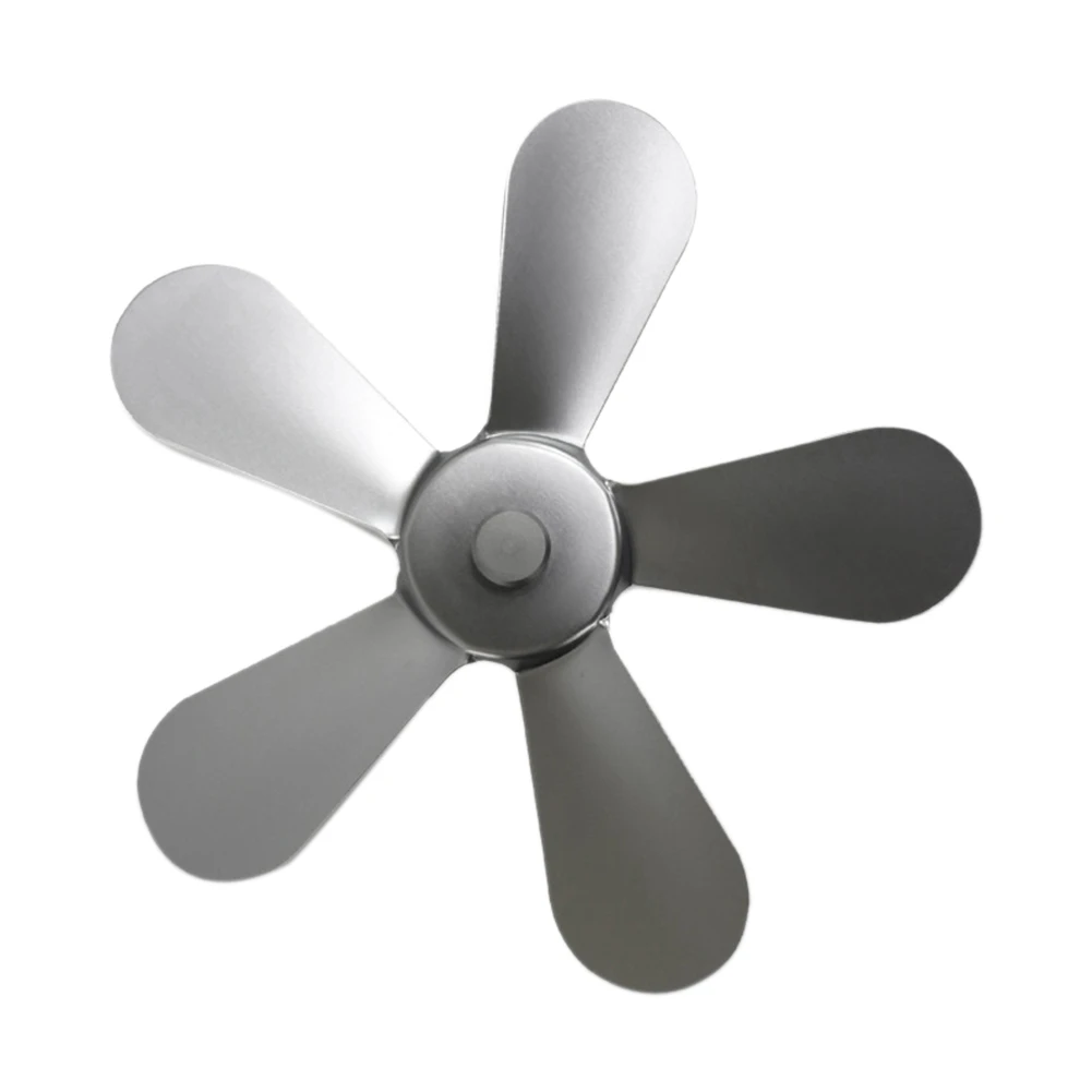 

Wood Stove Low Noise Household Warm Burner Fireplace Fan Blade Efficient Winter Modern Heat Powered 5 Blades Aluminum