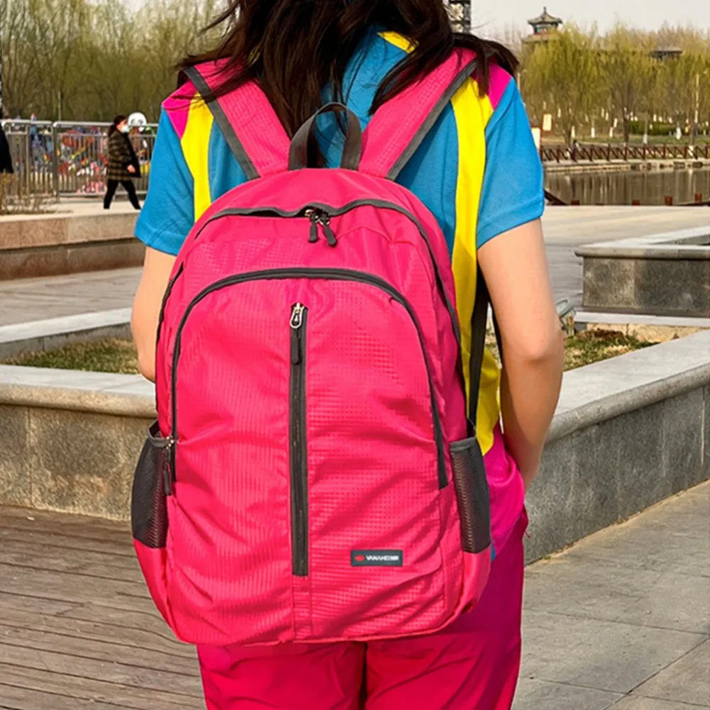 

Oxford Cloth Fabric The Back Zipper Patch Pocket Design Wear-resistant Foldable Outdoor Camping Traveling Backpack