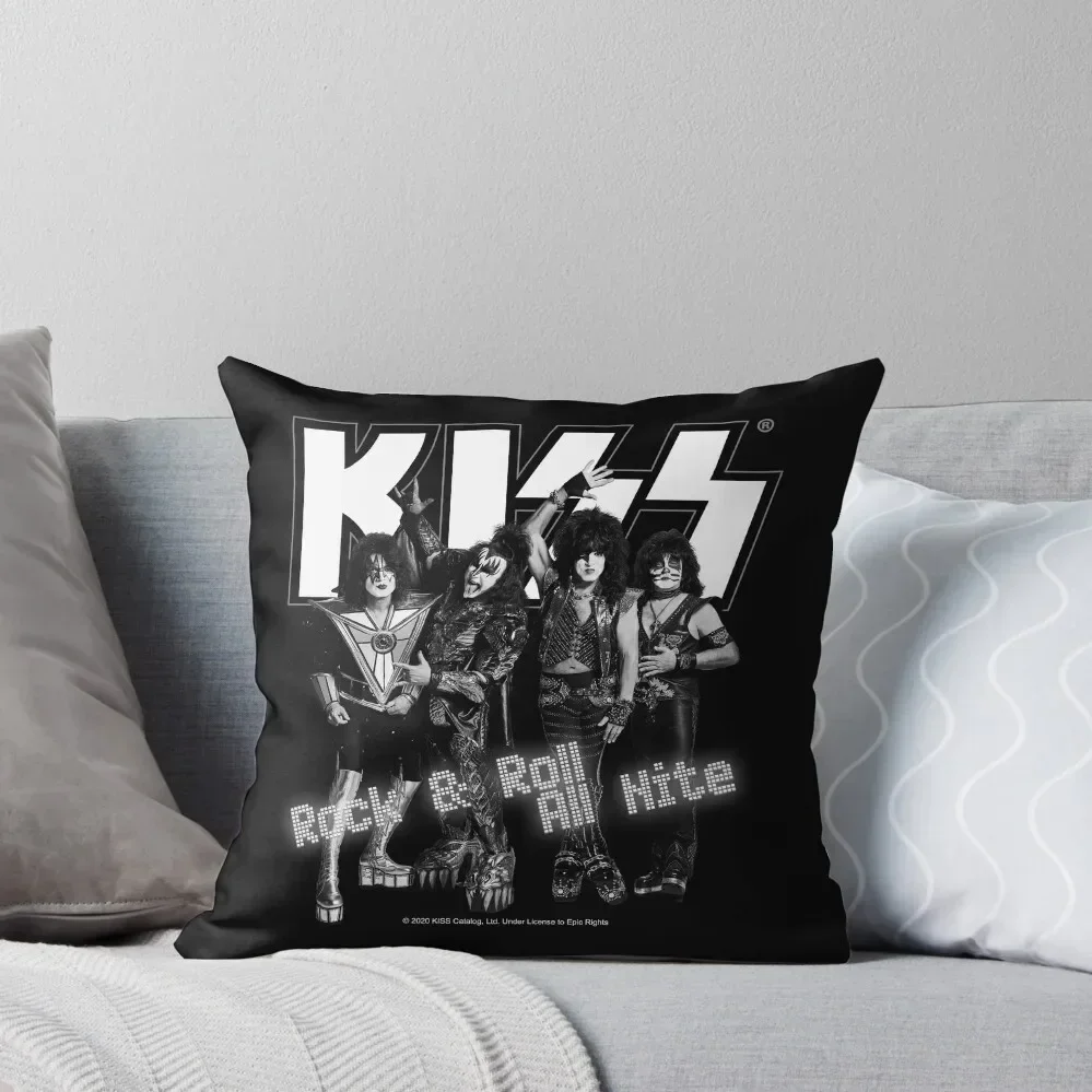 КСС? Rock &amp Roll All Nite - полностью черно-белая декоративная подушка декор для дома