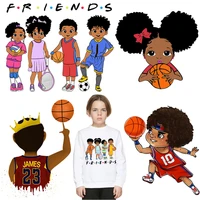 beautiful thermal stickers on clothing heat vinyl transfer diy afro children basketball and foodball patches for kids t shirt